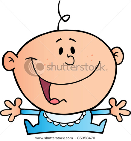 438x470 Happy, Smiling, Baby Boy With A Single Curly Hair Atop His Head