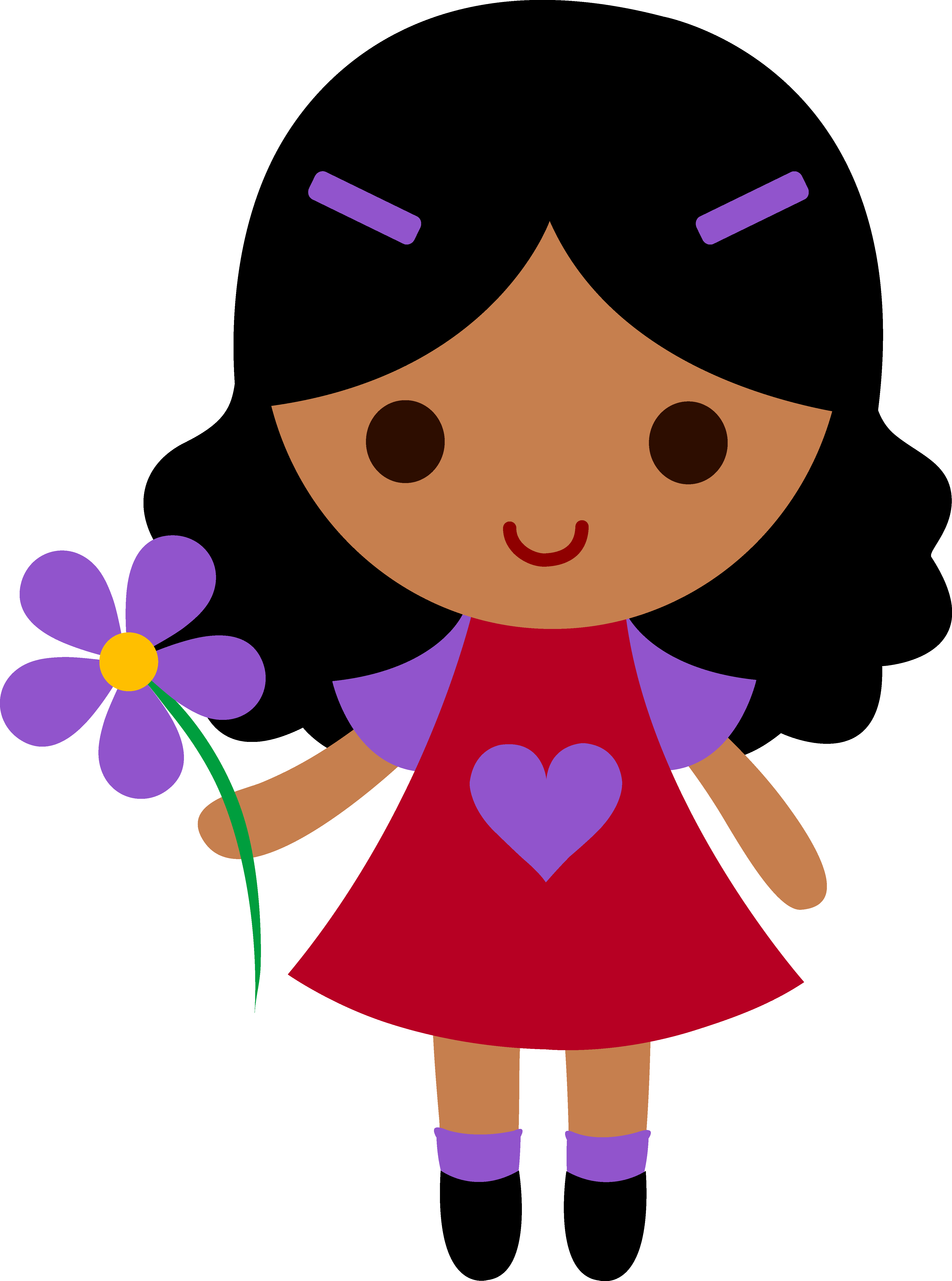 4451x5988 Clip Art Of Little Girls With Curly Hair Little Girl With Purple