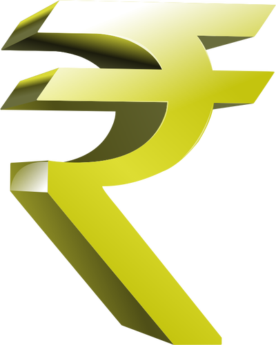 400x500 Indian Currency Symbol In Golden Color Vector Clip Art Public
