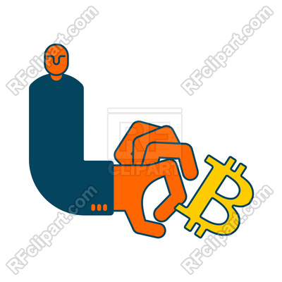 400x400 Bitcoin And Businessman. Cancellation Of Cryptocurrency Concept
