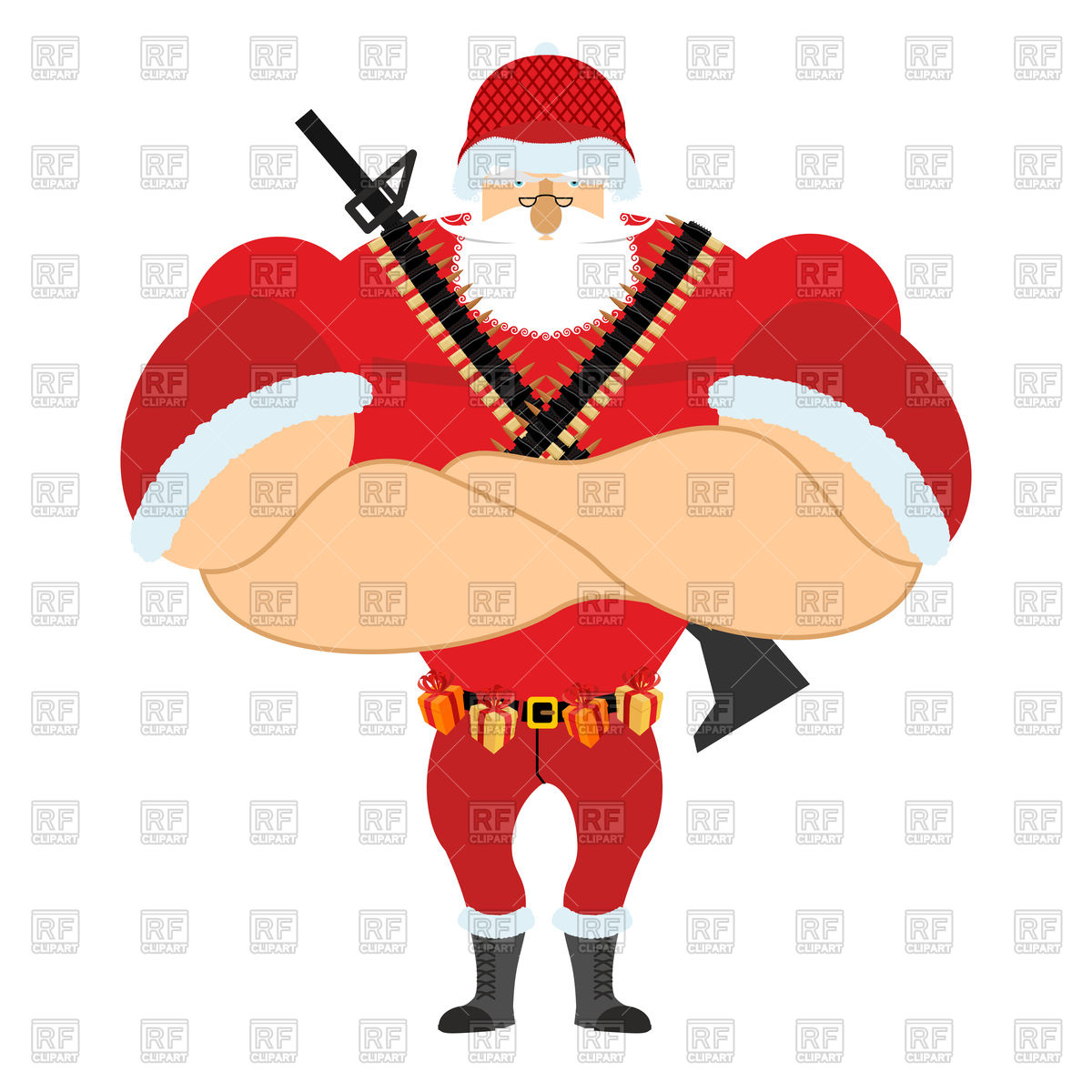 1200x1200 Furious Santa Claus With Big White Beard Royalty Free Vector Clip