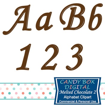 350x350 Melted Chocolate Brown Cursive Clip Art Alphabet By Candy Box Digital