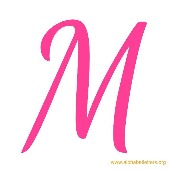 600x600 Letter M Pink Printable Cursive Alphabet Letters For School