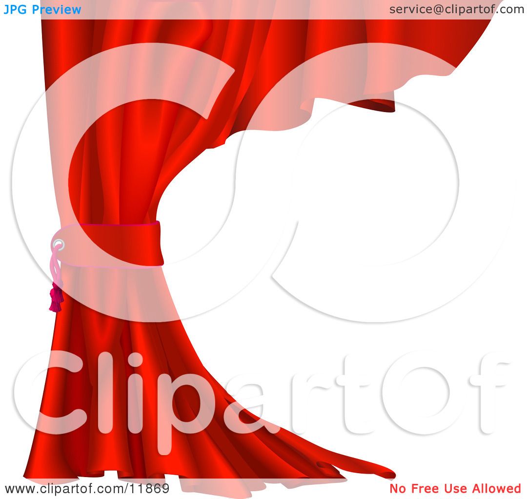 1080x1024 Red Velvet Theater Curtain Tied Back Clipart Illustration By