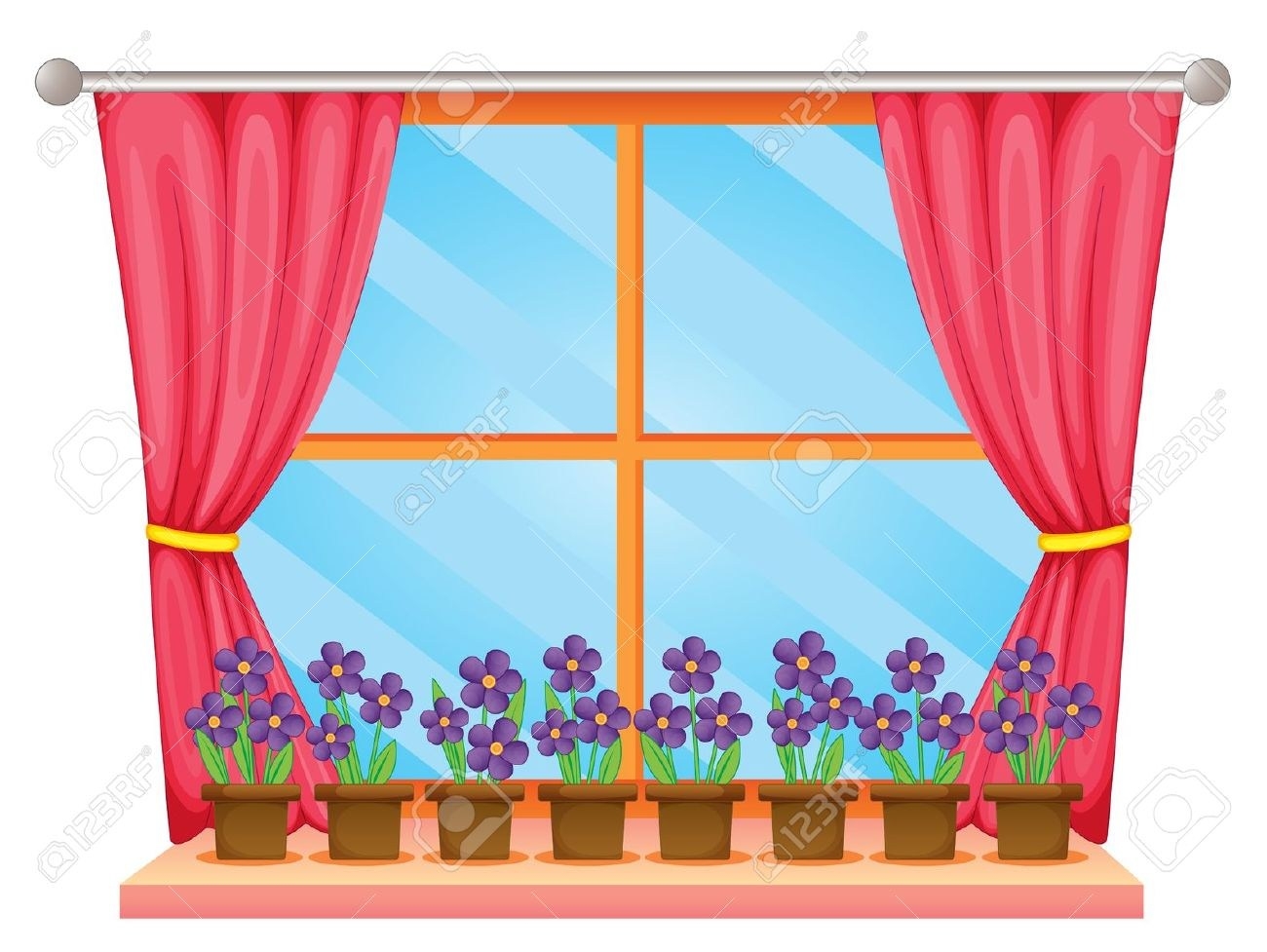 1300x977 Window With Curtains Clipart