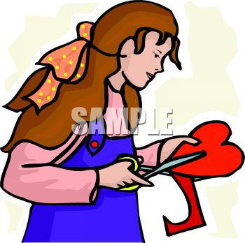 350x348 Girl Cutting A Paper Heart