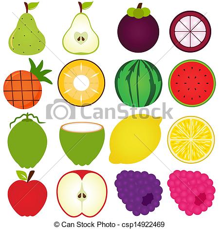 450x470 A Vector Collection Of Fresh Fruit Cut In Half Isolated On White