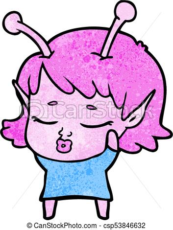 353x470 Cute Alien Girl Cartoon Vectors