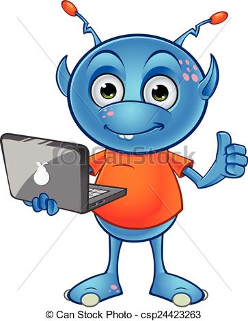 363x470 Light Blue Alien Character. A Cartoon Illustration Of A Cute