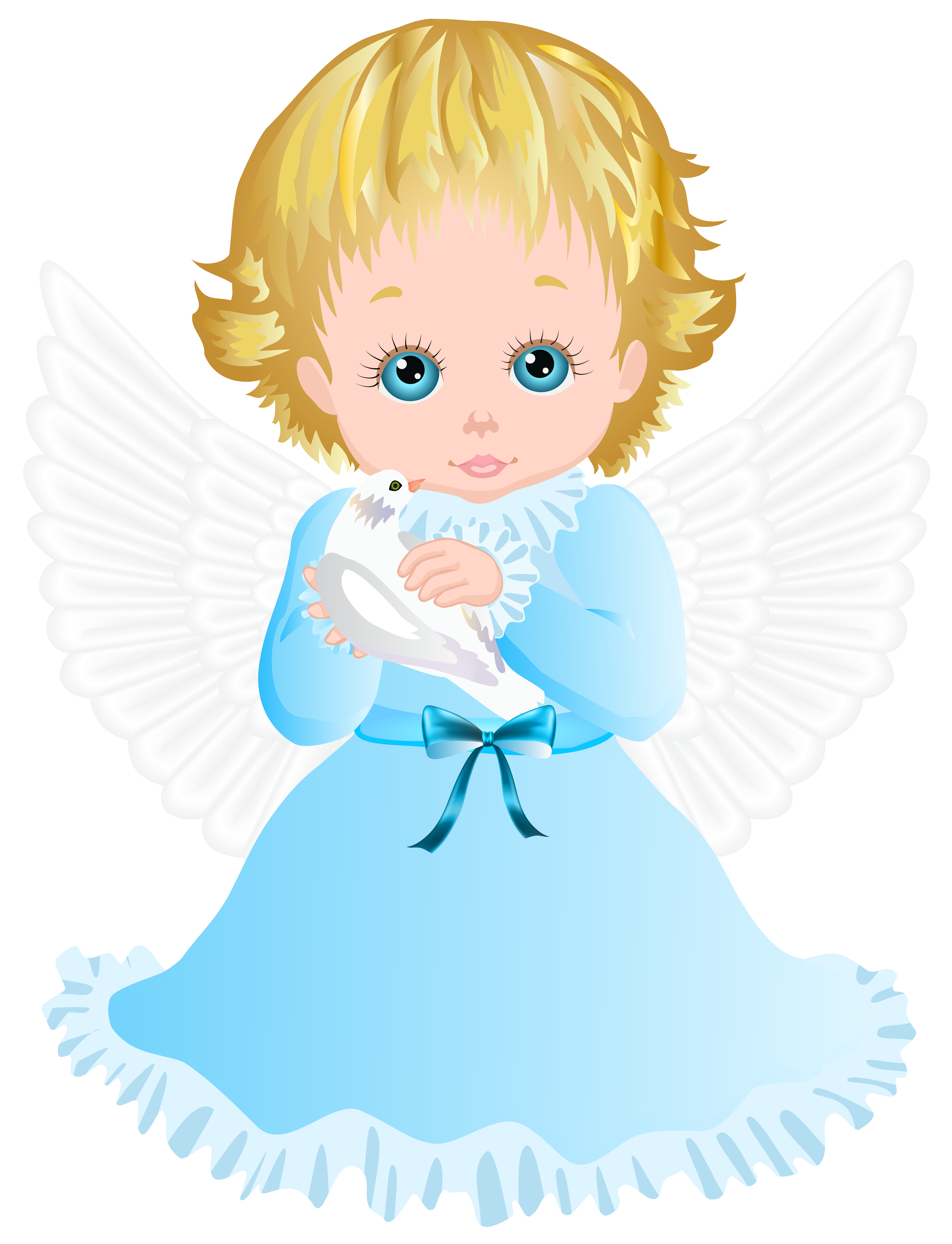 6124x8000 Cute Angel With White Dove Transparent Png Clip Art Image