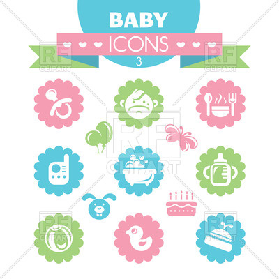 400x400 Set Of Cute Baby Icons Royalty Free Vector Clip Art Image