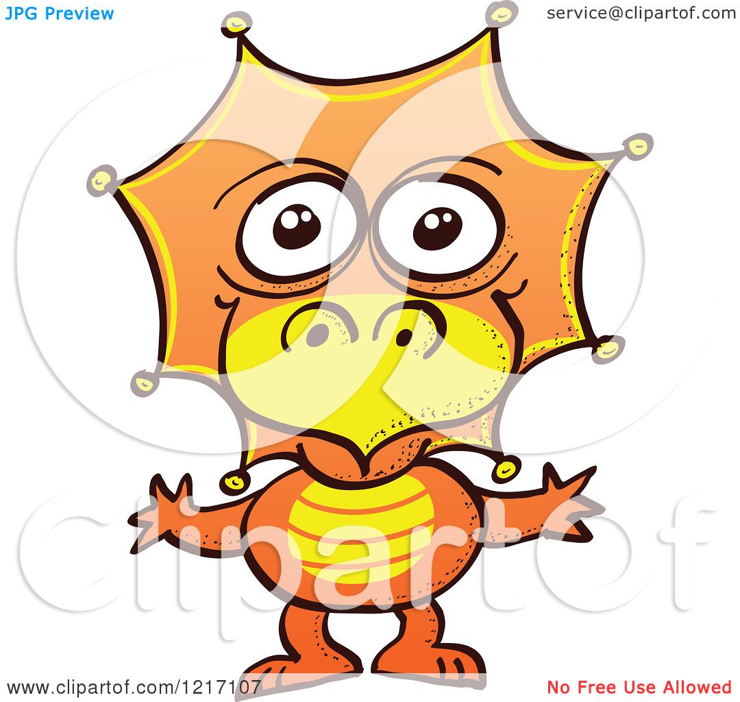 1080x1024 Clipart Of A Cute Orange Baby Dinosaur