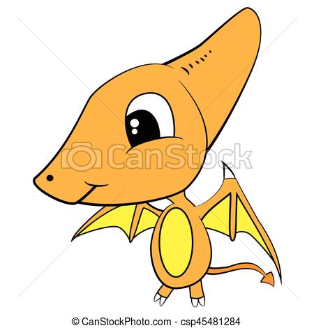 450x470 Illustration Of Cute Cartoon Of Baby Pterodactyl Dinosaur Vector