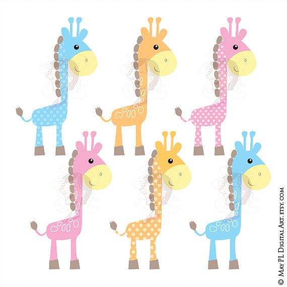 570x570 Cute Giraffe Clipart Baby Giraffe Animals Digital Clip Art Baby