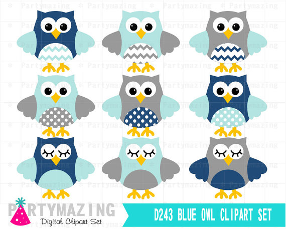 570x459 Owl Clipart,, Cute Owl Navy Blue And Gray Clip Art Set