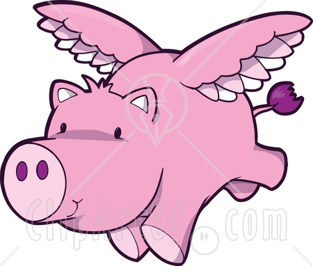 450x382 Cute Pink Pig Flying Clipart Graphic Illustration Royalty