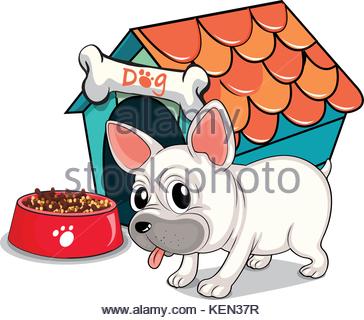 364x320 Illustration Of A Dog Outside The Doghouse On A White Background