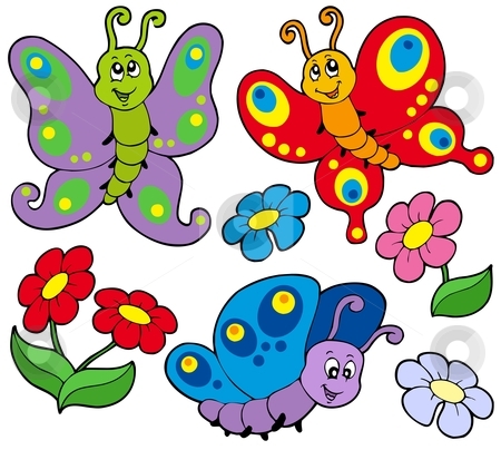 450x404 Various Cute Butterflies Stock Vector