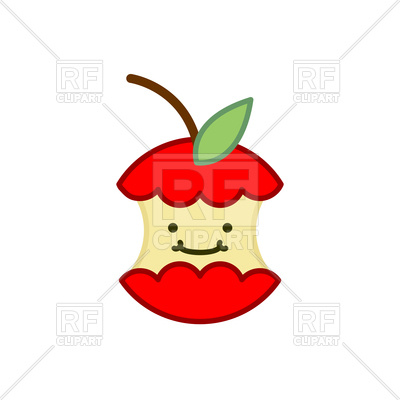 400x400 Red Apple Core Cute Cartoon Icon Royalty Free Vector Clip Art