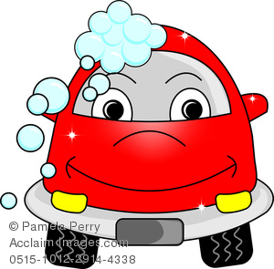 300x295 Clip Art Cartoon Of A Red Car With A Cute Face Going Through A Car