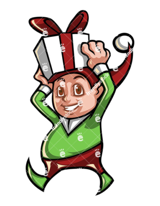 324x418 Christmas Elf Decorating A Christmas Tree Cartoon Vector Clipart