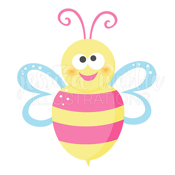 570x570 Happy Pink Bumble Bee Cute Digital Clipart, Bumble Bee Clip Art