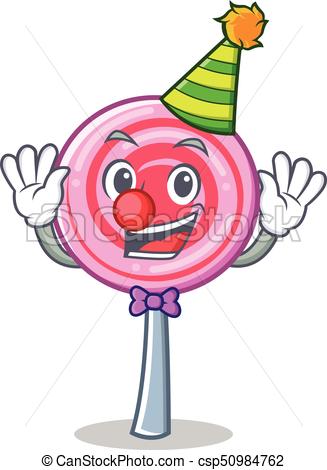 327x470 Clown Cute Lollipop Character Cartoon Vector Illustration Clip Art