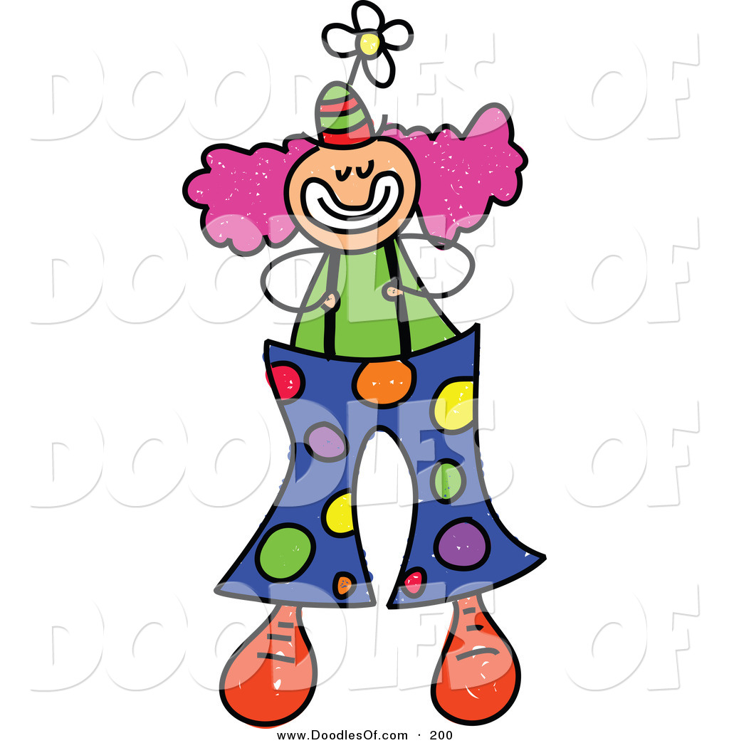 1024x1044 Vector Clipart Of A Childs Sketch Of A Happy Clown With Big