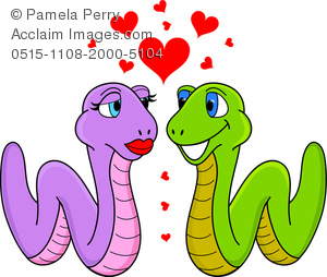 300x254 Clip Art Image Of A Cartoon Of A Worm Couple In Love