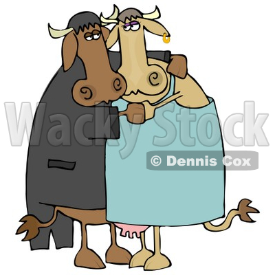 400x400 Cute Loving Cow Couple Dancing Together Clipart Illustration