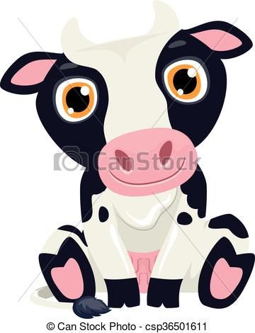 360x470 Cute Cow Cartoon. Vector Illustration Of Cow Cartoon Vector Clip