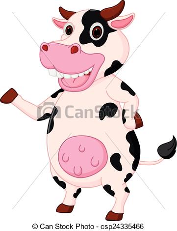 361x470 Vector Illustration Of Cute Cow Cartoon Waving Hand Clip Art