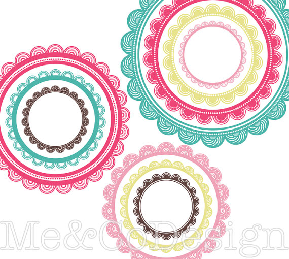 570x510 Circle Frames Clipart, Fun Cute Clipart, Scrapbooking Design