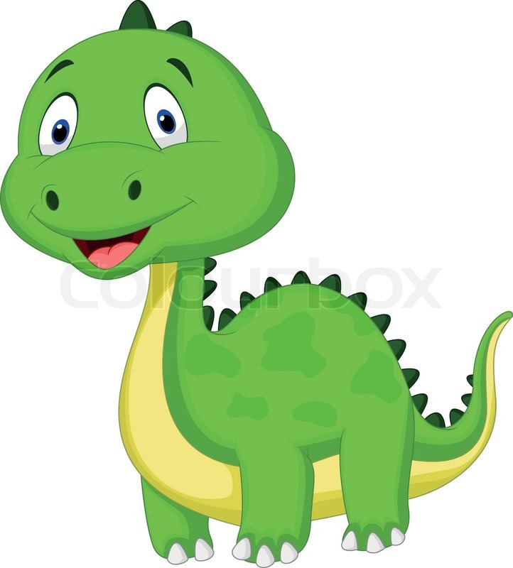 722x800 Cute Green Dinosaur Cartoon Stock Vector Colourbox