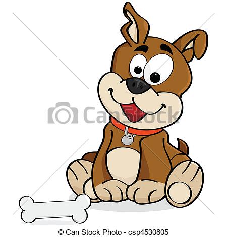450x470 Cartoon Illustration A Cute Dog Sitting Down In Front
