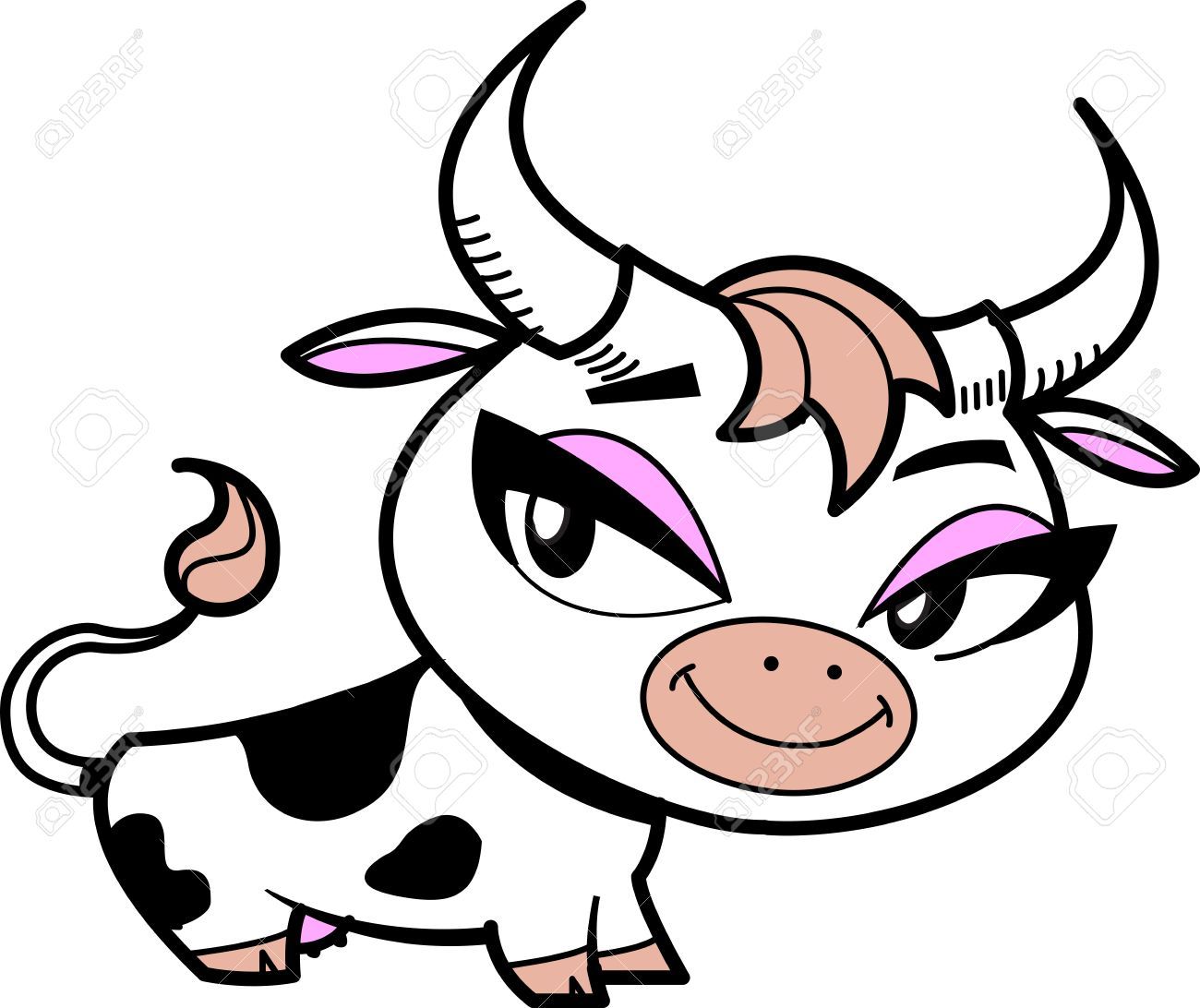 1300x1092 Cute Little Smiling Cartoon Cow With Pretty Eyes Royalty Free