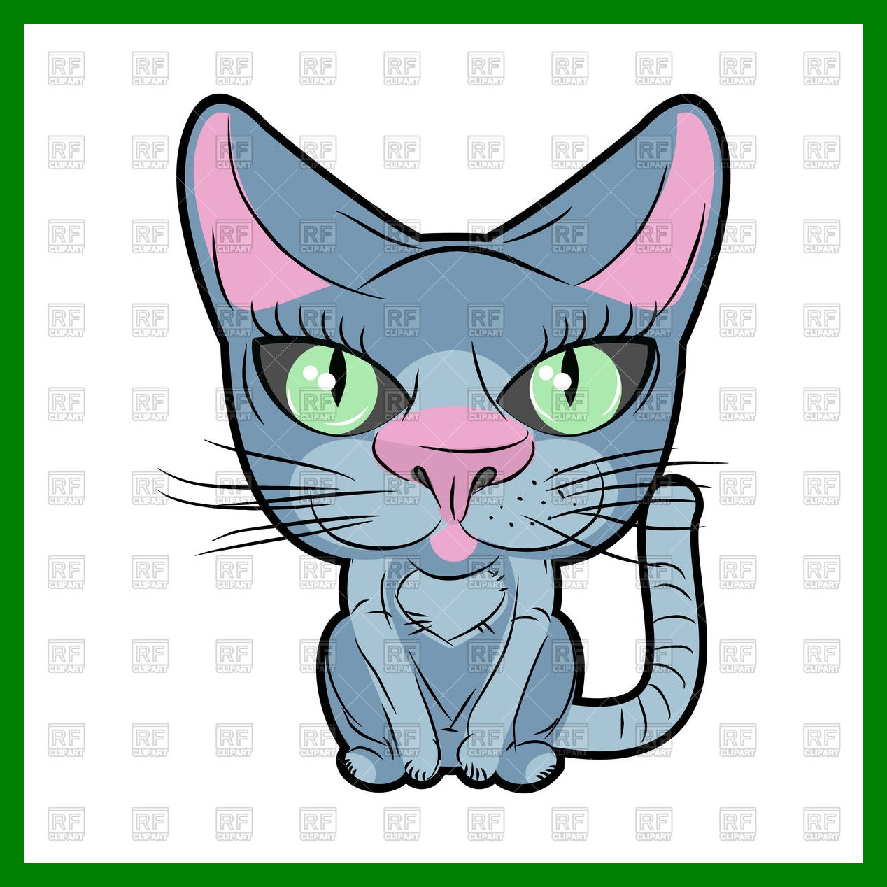 1268x1268 Appealing Cute Cat With Large Eyes Royalty Vector Clip Art Image