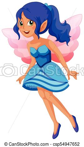270x470 Cute Fairy In Blue Dress With Pink Wings Illustration Clipart