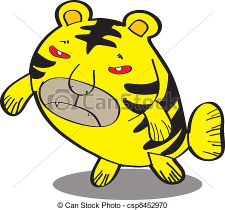 450x420 Tiger Fish. Cute Fish Cartoon, Line Art, Coloring Vector Clipart