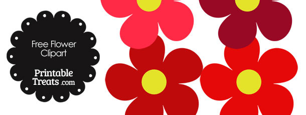 610x229 Cute Flower Clipart In Shades Of Red Printable