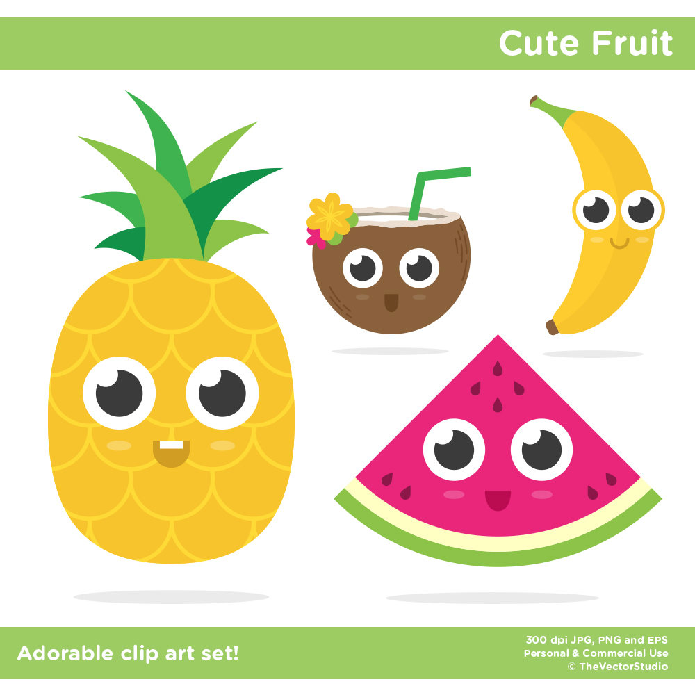 1000x1000 Food Clip Art, Kawaii Fruit Clip Art, Food Clipart, Pineapple Clip