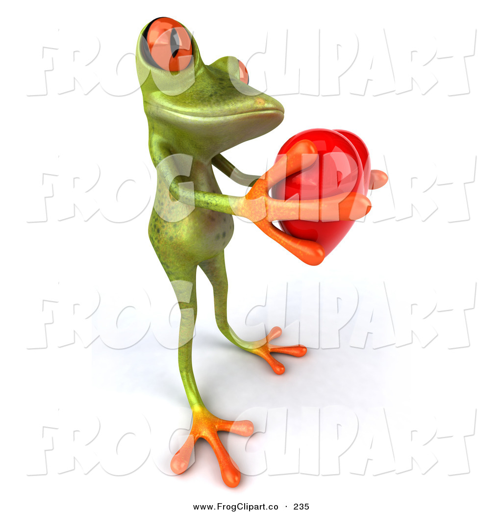 1024x1044 Clip Art Of A Cute Green Tree Frog Giving A Red Heart To His