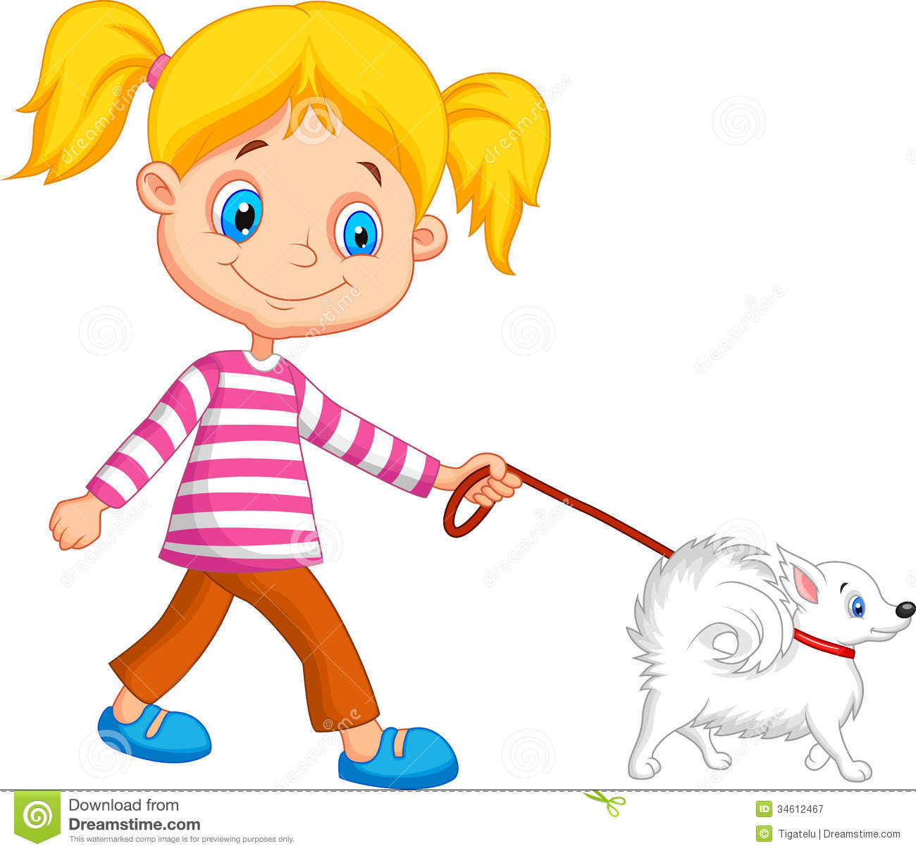 1300x1211 Little Girl Clipart Walking Dog