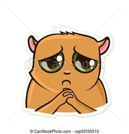 450x470 Sticker For Messenger With Funny Animal. Sad Hamster. Vector