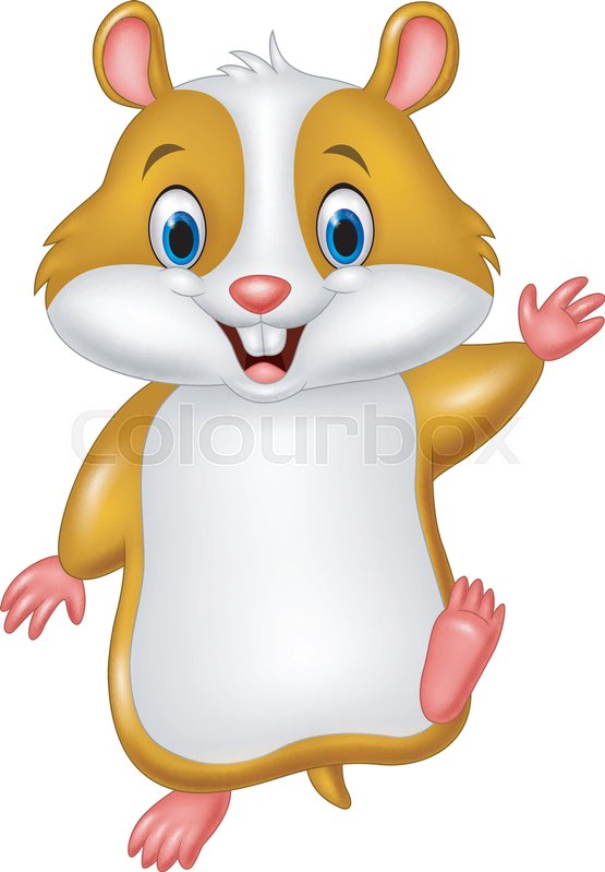 555x799 Vector Illustration Of Cute Hamster Waving Hand Stock Vector