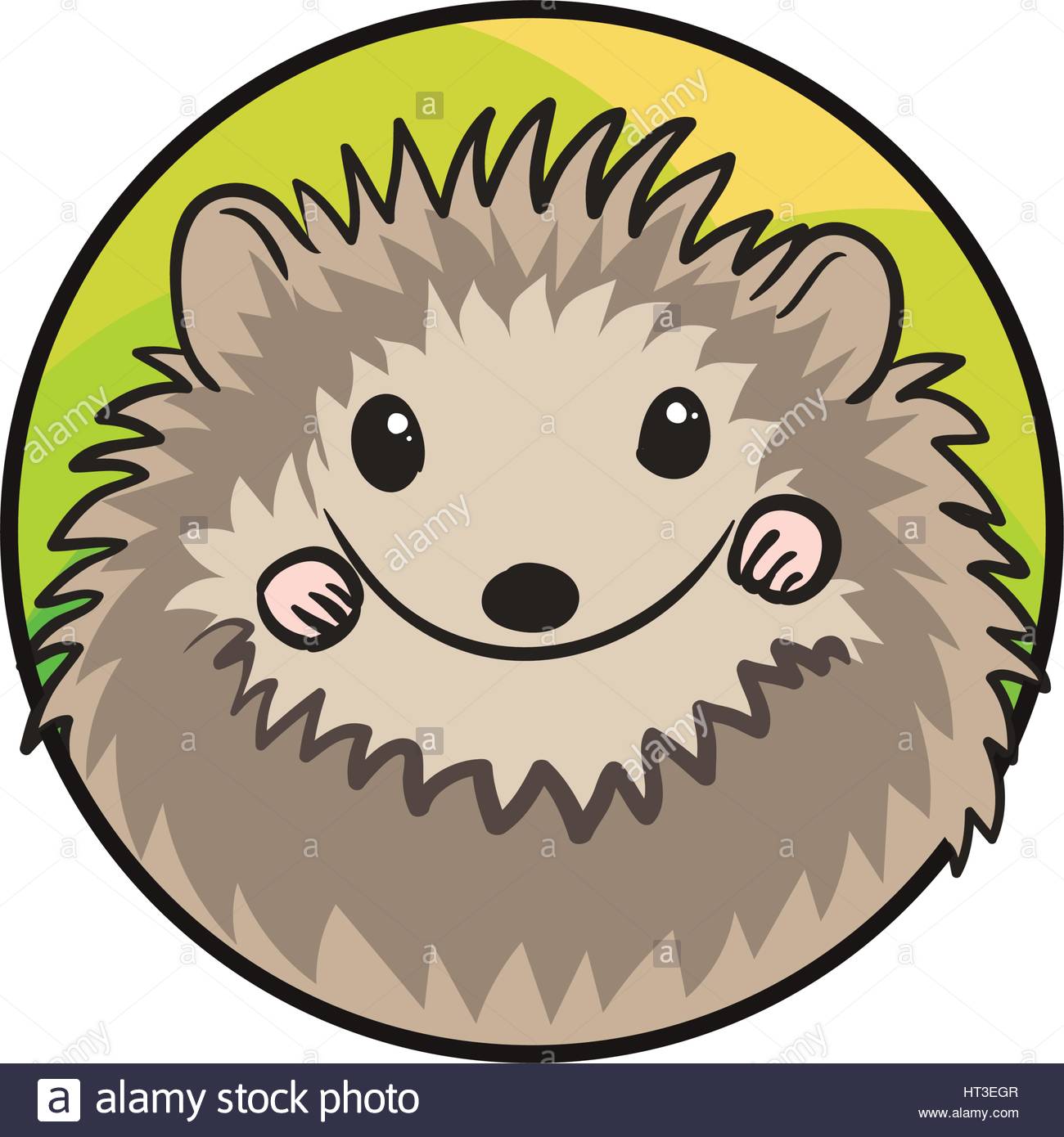 1300x1390 Cute Hedgehog With Spiny Coat In Circle, A Badge. Animal Art