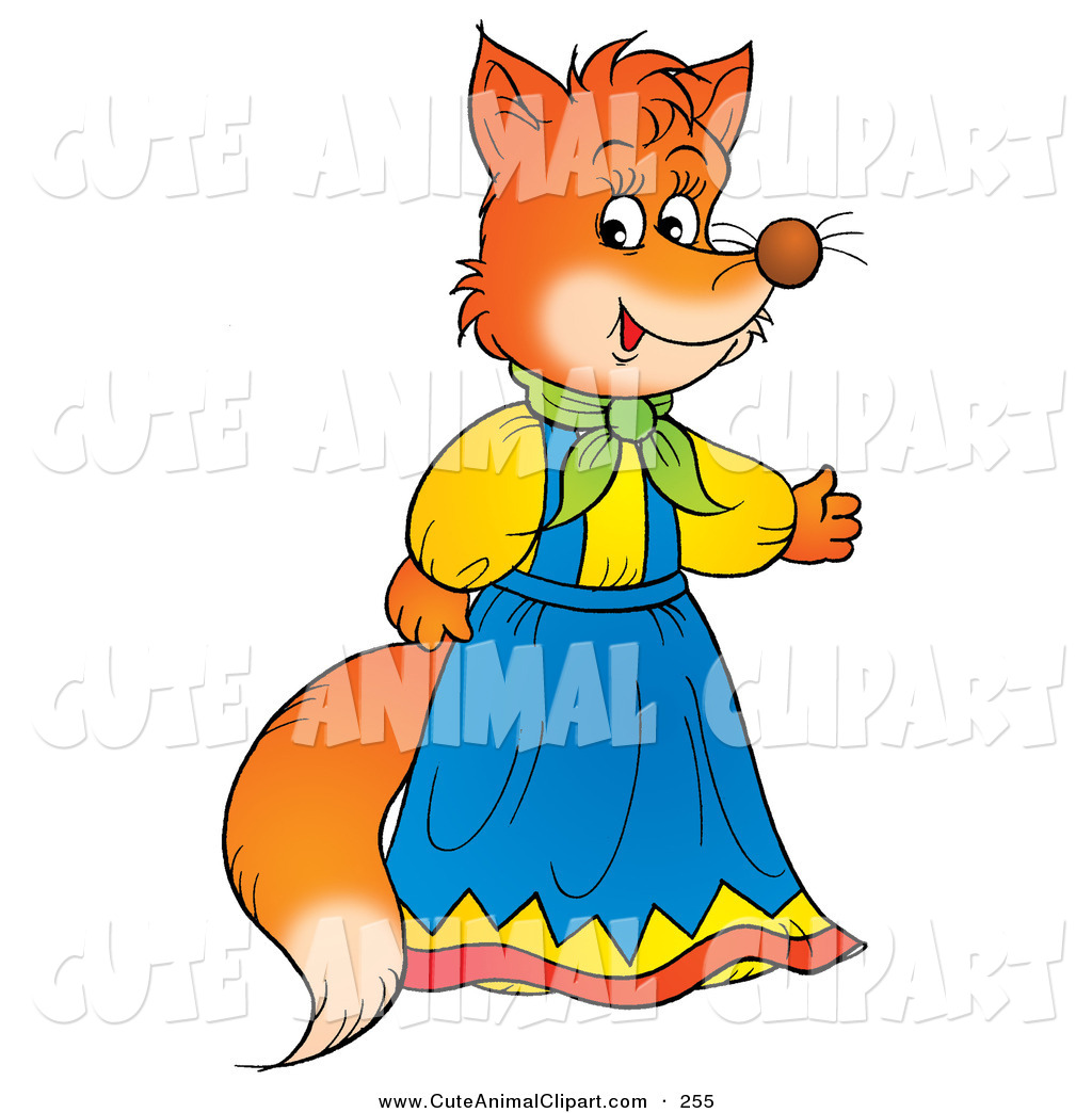 1024x1044 Clip Art Of A Female Ginger Fox In A Blue And Yellow Dress