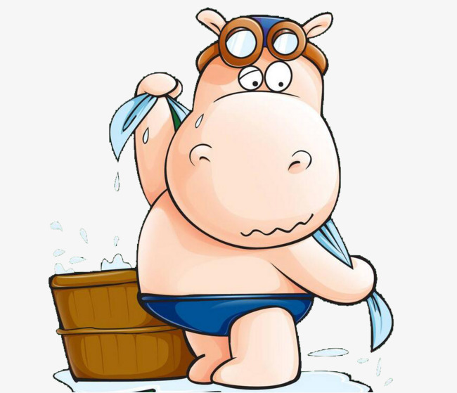 650x559 Cute Hippo, Diving Mirror, Bucket, Towel Png Image And Clipart