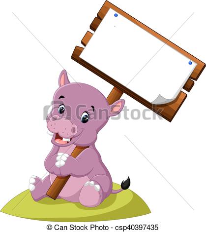 419x470 Illustration Of Cute Hippo Cartoon Vectors