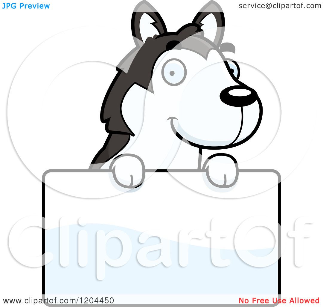 1080x1024 Cartoon Of A Cute Husky Puppy Dog Over A Sign